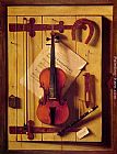 Michael Pacher Paintings - Still Life - Violin and Music by William Michael Harnett